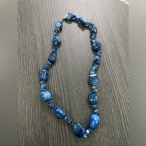 Blue dyed  agate  Bead Necklace – Women Jewelry